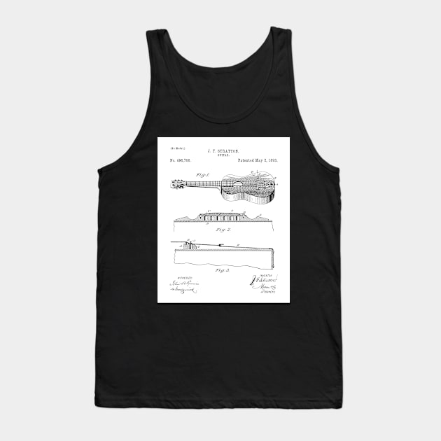 Acoustic Guitar Patent - Guitar Player Music Lover Art - White Tank Top by patentpress